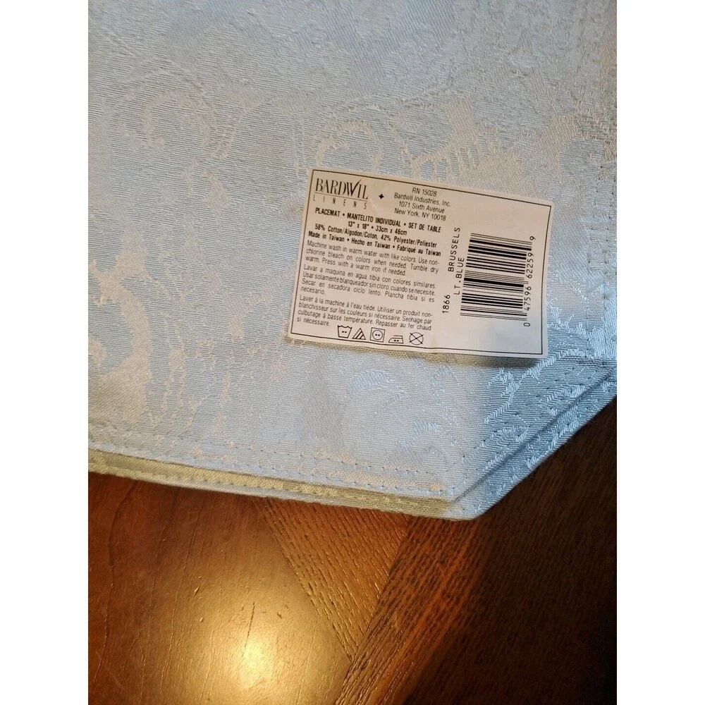 Bardwil Linens Set Of 4 PLACEMATS Light Blue About 18” X 13.”